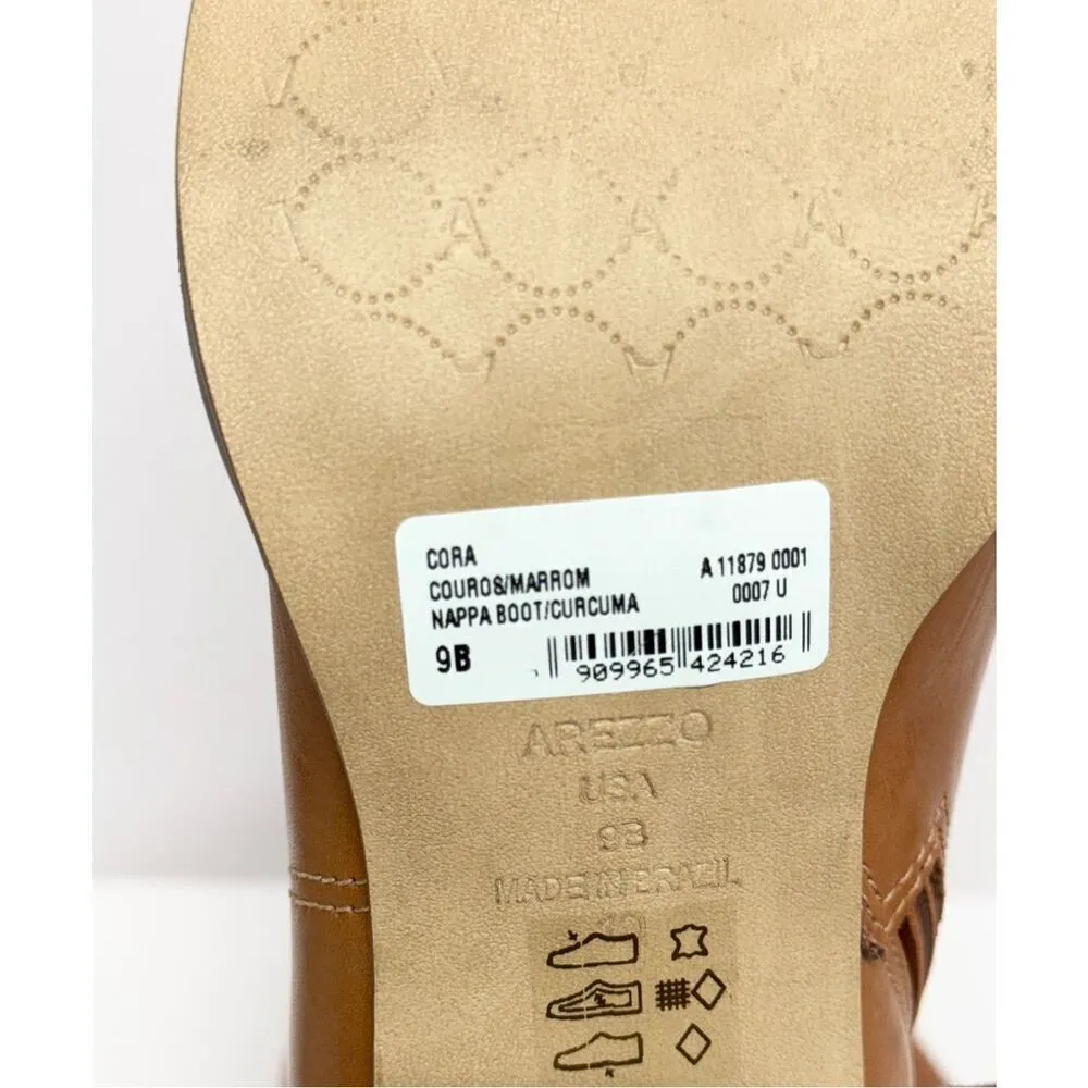 Arezzo Boots Size 9B Leather Pointed Toe Block Heel Pull On Booties NEW Brown - Image 10