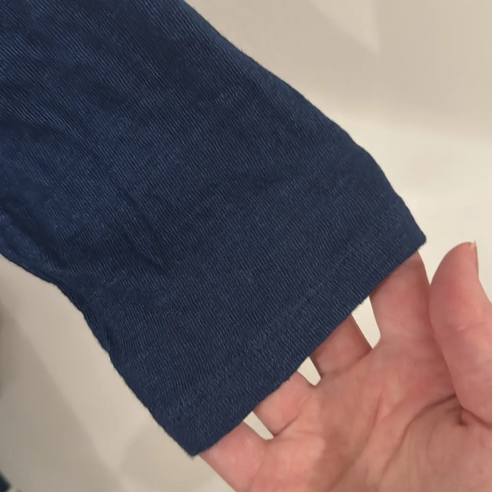 Fat Face UK 3/4 Sleeve Navy and White Striped CrewNeck Top linen cotton Size 12 - Image 5