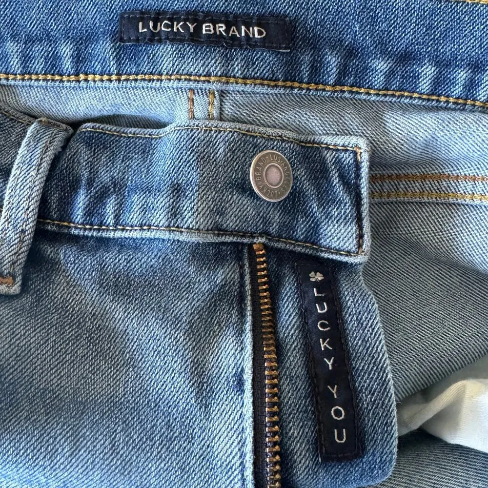 Lucky SZ 4/27 Boyfriend Sienna Jeans Mid-Rise Distressed Frayed Hem Stretch Blue - Image 8