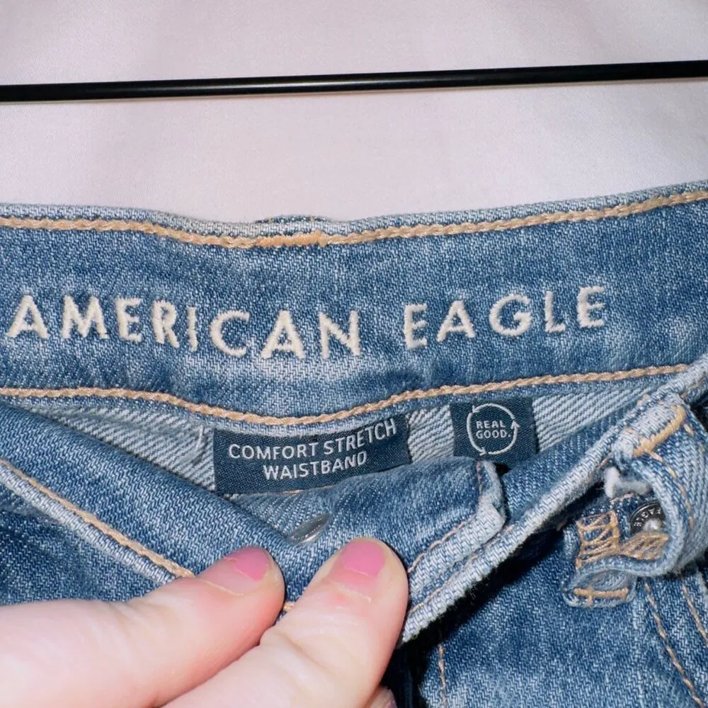 American Eagle Comfort Stretch Waistband Super High Rise Baggy Straight Leg Jean - Image 2