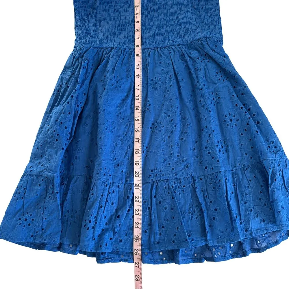 Blue Rain x Francesca’s Loretta Cobalt Blue Tie Strap Eyelet Mini Dress Large - Image 6