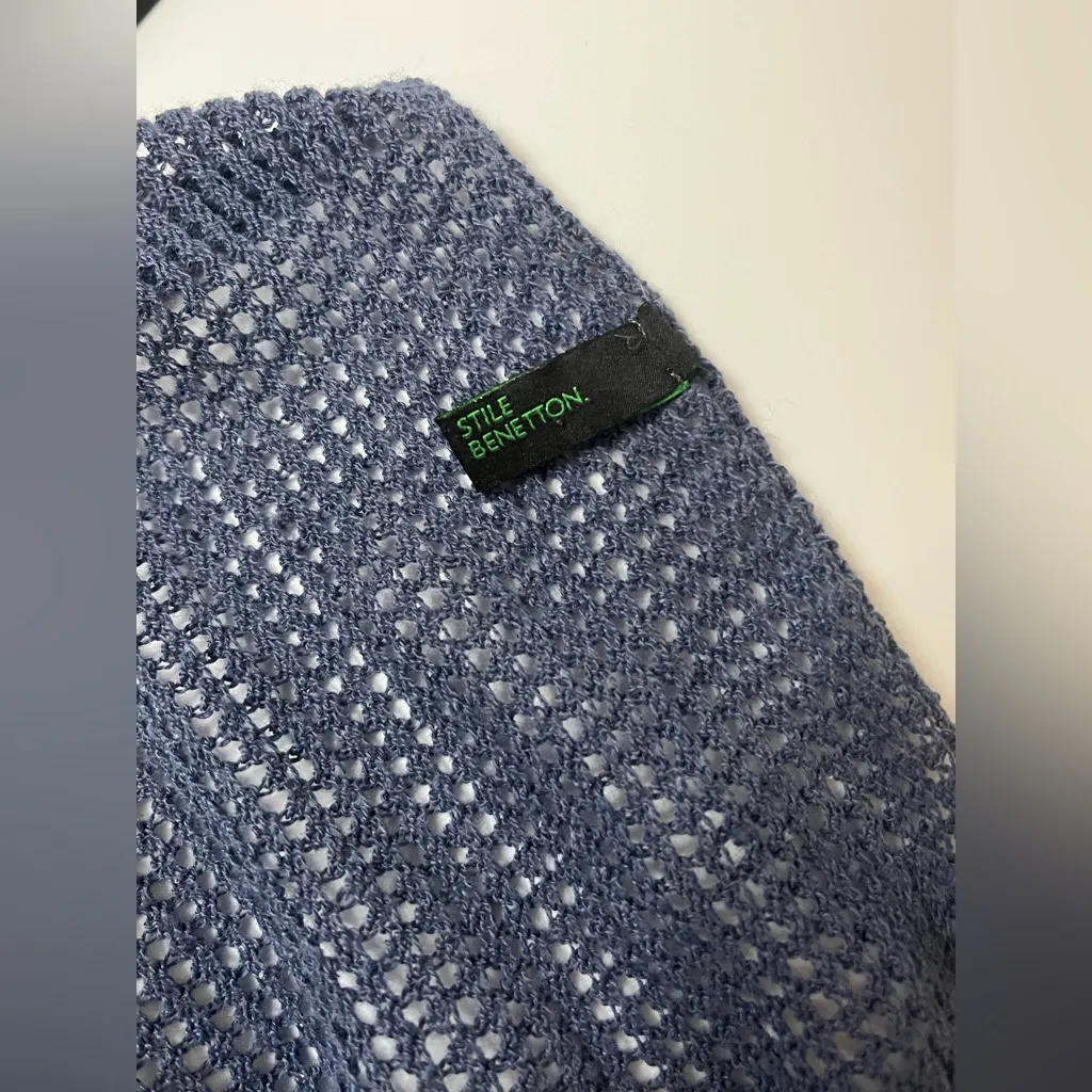 Stile Benetton Women’s Open Knit Mesh Sweater Blue Size none - Image 5