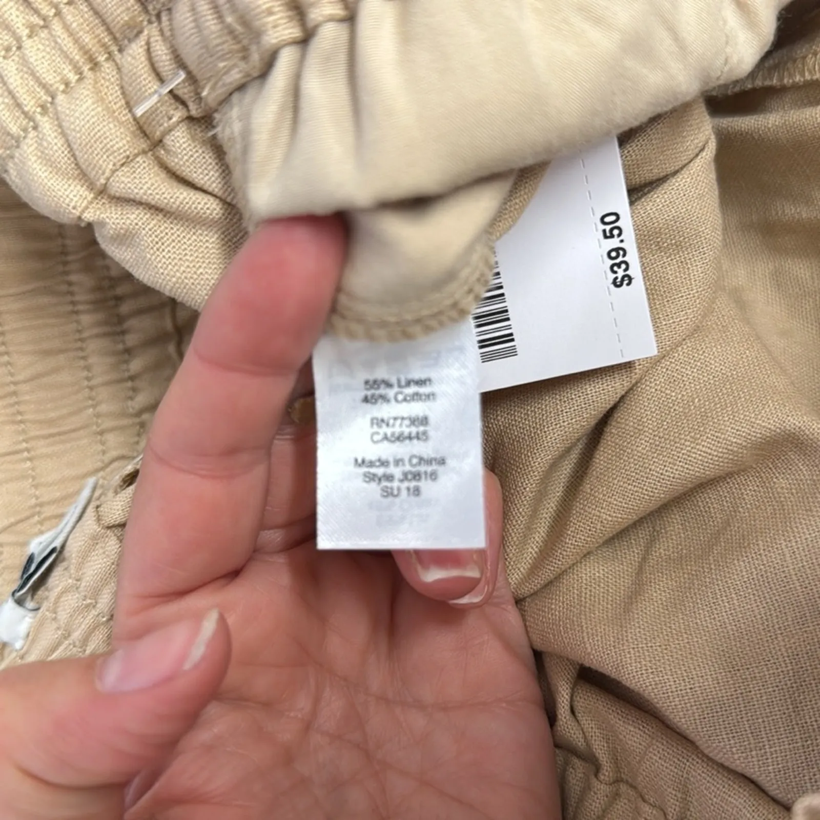 J Crew Tan Linen Shorts Womens M Beachy Casual Lagenlook Tie Waist NWT Basic - Image 9