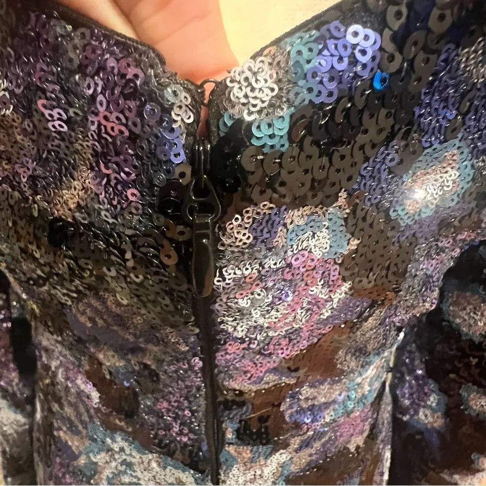 NWOT Dress the Population Nathalia Sequin Floral Long‎ Sleeve Mini Dress size xs - Image 13