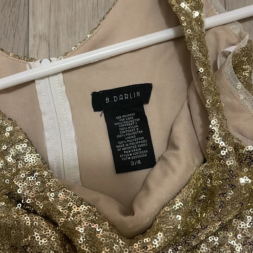 B darlin white gold sparkle dress 3/4 small party new years holiday sequins - Image 4