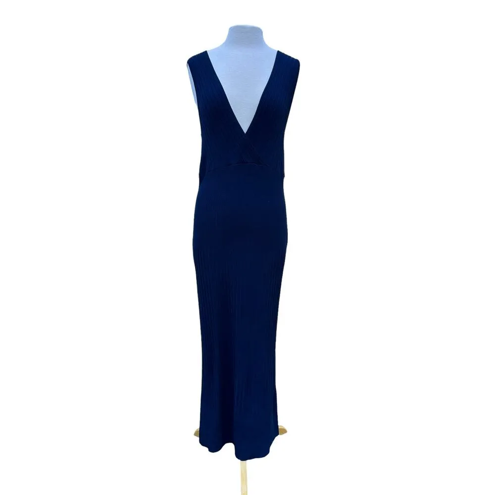 Shape FX Figure Flattering Seamless Fitted Navy Blue Maxi Sweater Dress Size XL - Image 8