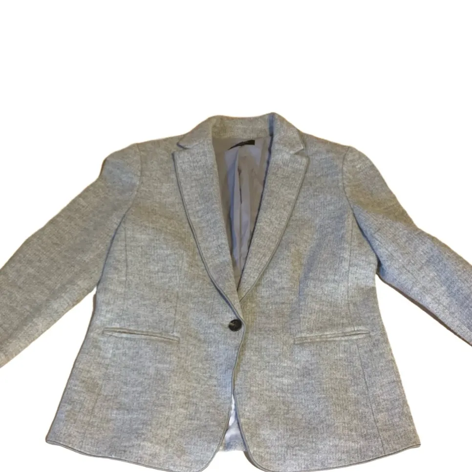 ANN TAYLOR GRAY “HUTTON” SWEATER RIBBED KNIT EXTERIOR WOOL BLEND BLAZER (14) - Image 11