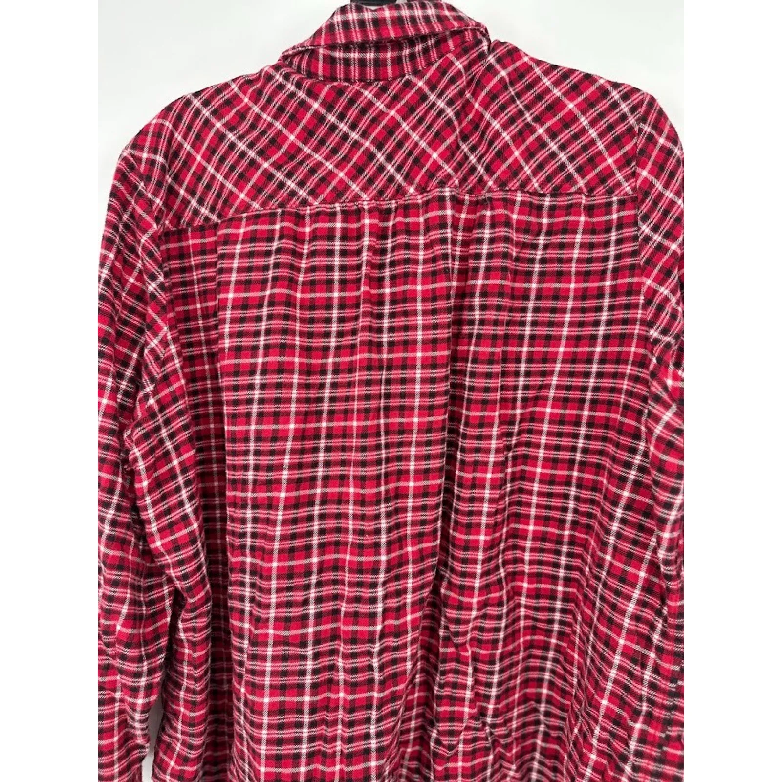 Lands End Red Tartan Plaid Flannel Shirt Button Up Cotton Size 2X 20W-22W Womens - Image 4