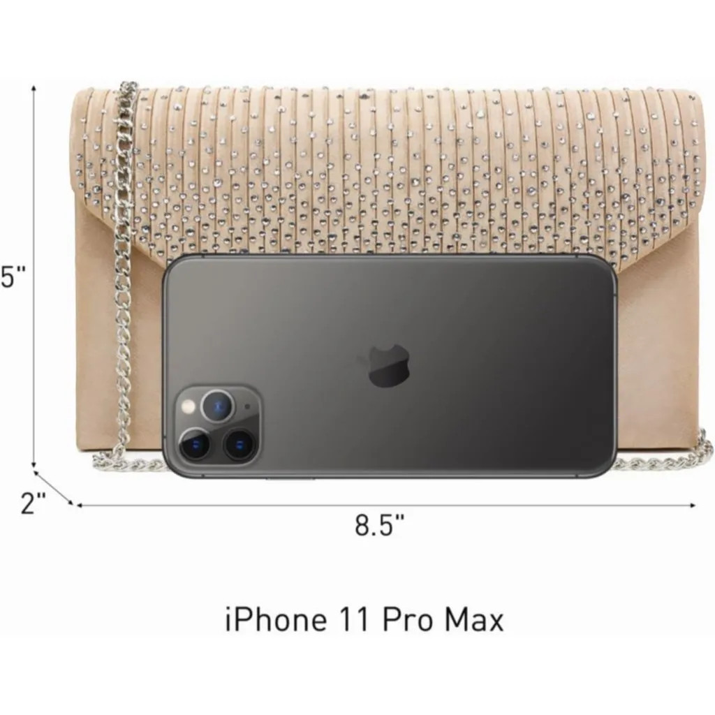 ⚡Women's Magnetic Closure Chain Strap Crossbody Envelope Tan Clutch Handbag - Image 3