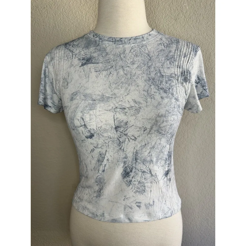 Athletica Train to Be Short Sleeve White Tie Dye Crop Run T Shirt Top - Image 2