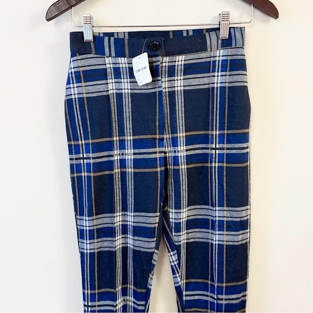 Free People Women's Carnaby Plaid Pants OB926551 Blue Combo Size 0 NEW - Image 3