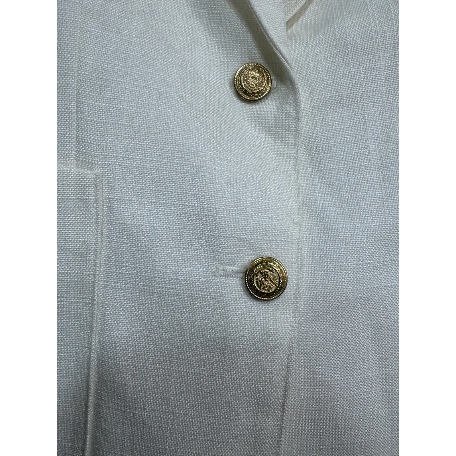Vintage Worthington Women's Ivory‎ Blazer Gold Crest Buttons Lined Japan Size 10 - Image 6