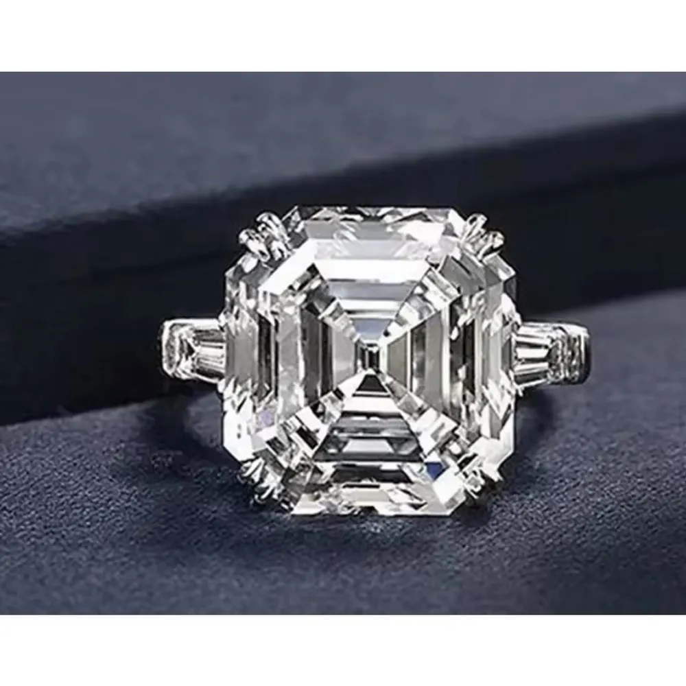 NWT 5Ct‎ Asscher Cut Platinum Plated S925 Synthetic Diamond Ring, Size 10 - Image 6