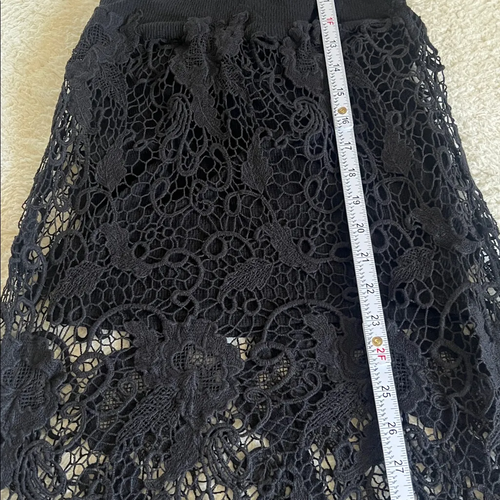 Free People Nora Lace‎ Midi Dress Black Halter Knit Bodice Size S - Image 5