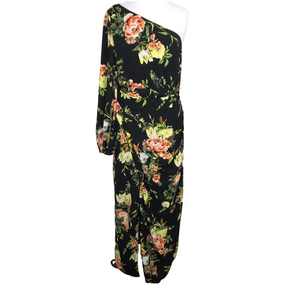 Rachel Rachel Roy One Shoulder Floral Dress Size 14 NWT Black - Image 2