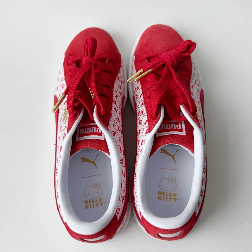 Hello Kitty Puma Suede Classic Sneakers Womens Size 7.5 Shoes Bright Red White - Image 5