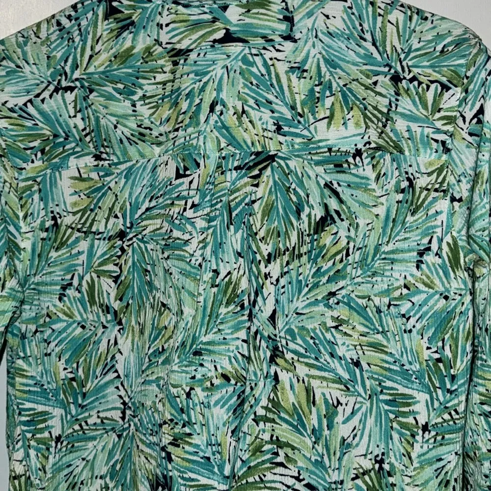 Appleseed’s Crinkle Collared Button Down Shirt Green Palm Print Women’s Small S - Image 6