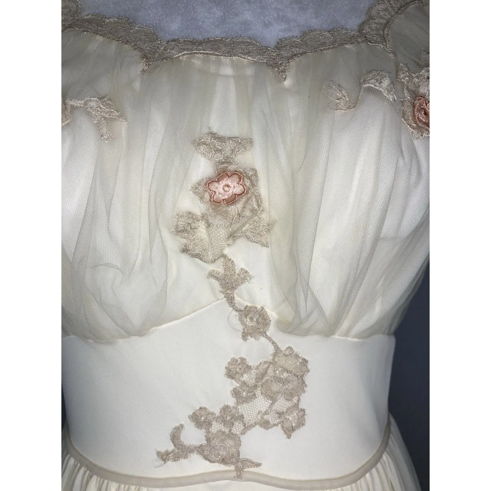 Vintage 40s/50s Artemis Nightgown Robe 32 Peignoir Set Chiffon Lace Lingerie - Image 5