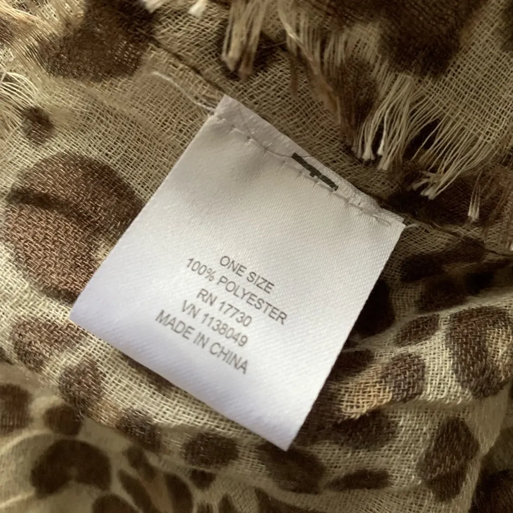 Cheetah Print Fringe Infinity Scarf Tan Brown - Image 3