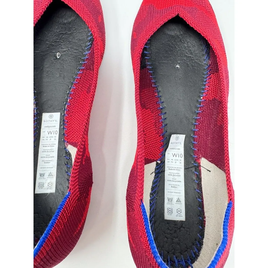 Rothys The Point Womens Ballet Flats Red Camouflage Slip On Loafer Comfort US 10 - Image 8