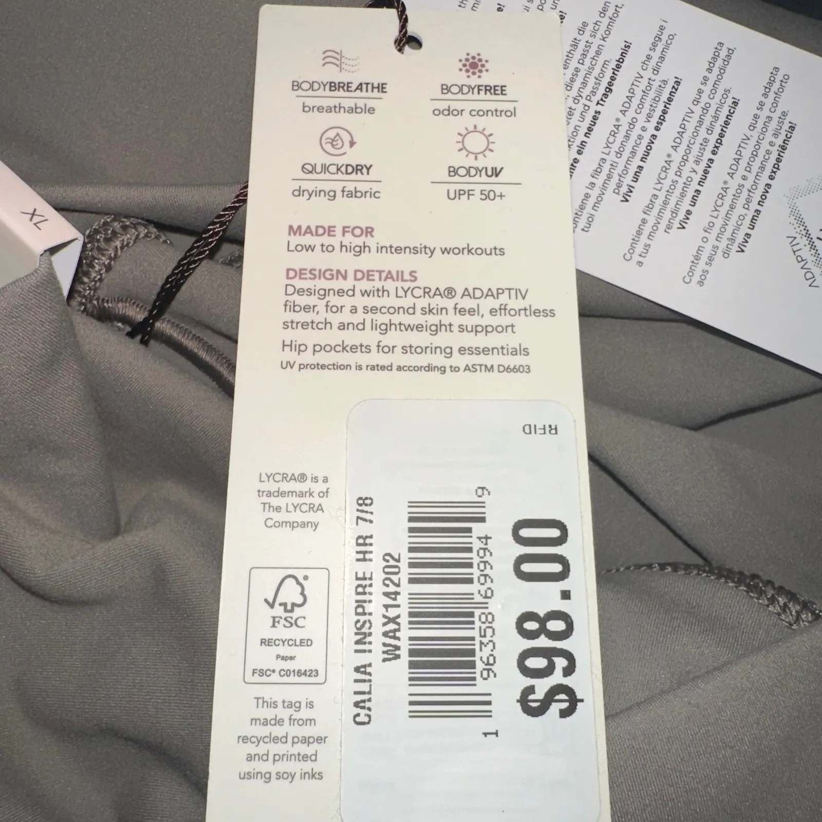 CALIA Inspire Collection High Rise 7/8 Legging Womens Size XL khaki Pocket Tan - Image 4