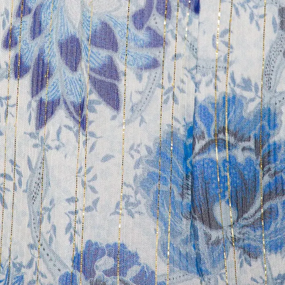 Tularosa Blue Floral Harem Pants SMALL Metallic Baggy Joggers Revolve $218 NEW - Image 4