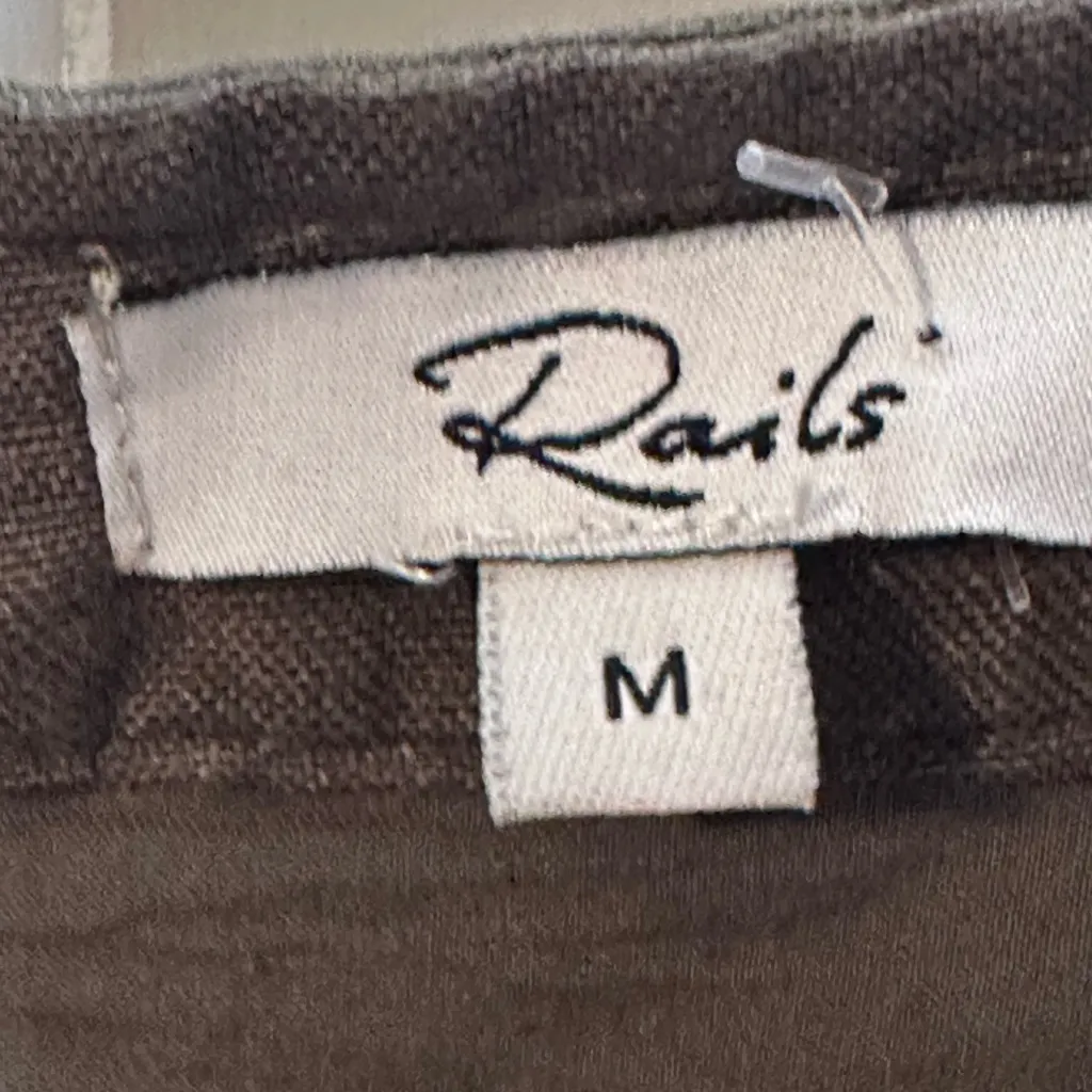 Rails Harper‎ Olive Green Jumpsuit Button Front Adjustable Straps Linen Blend - Image 7