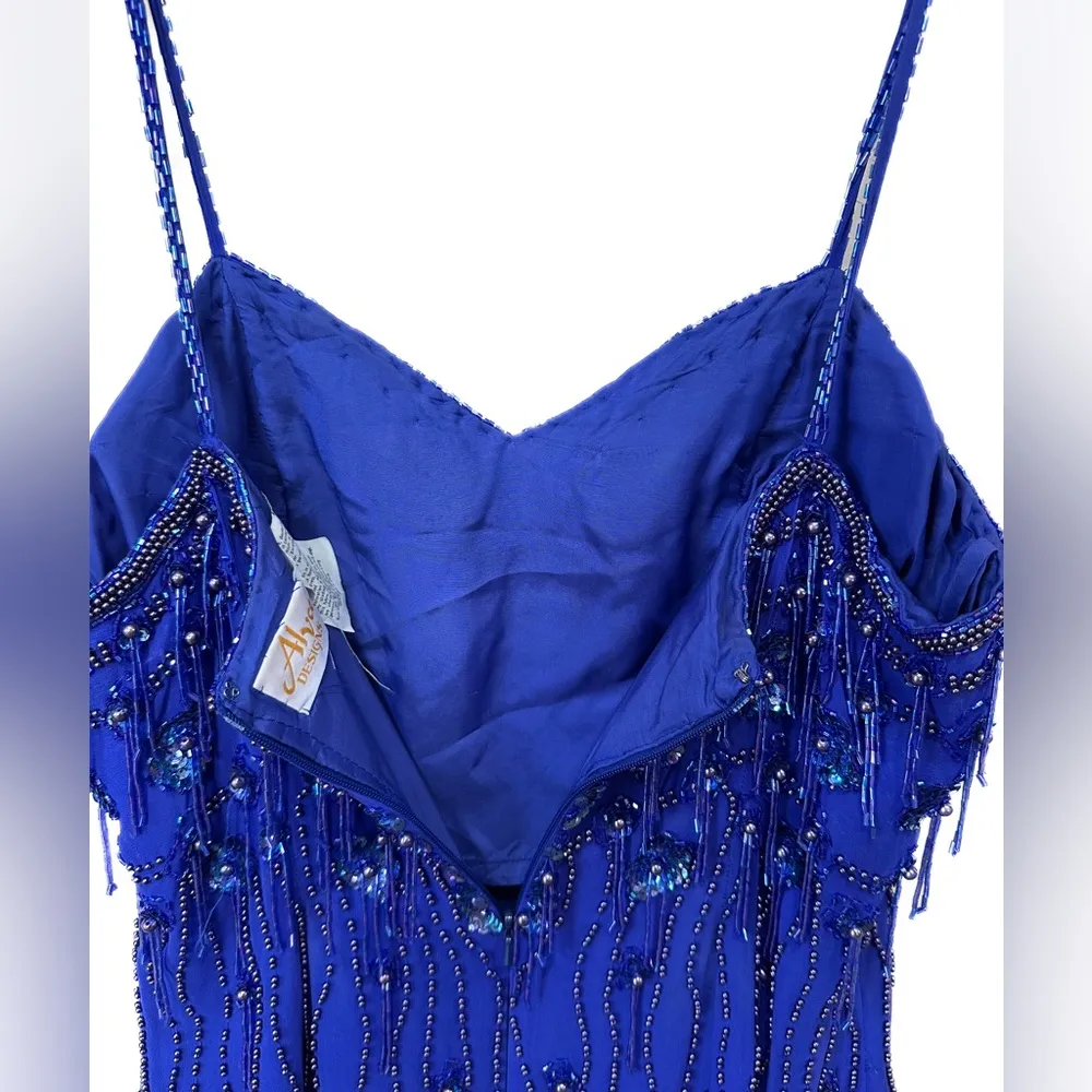 Alyce Designs sapphire blue beaded sheath dress, absolutely stunning! - Image 4