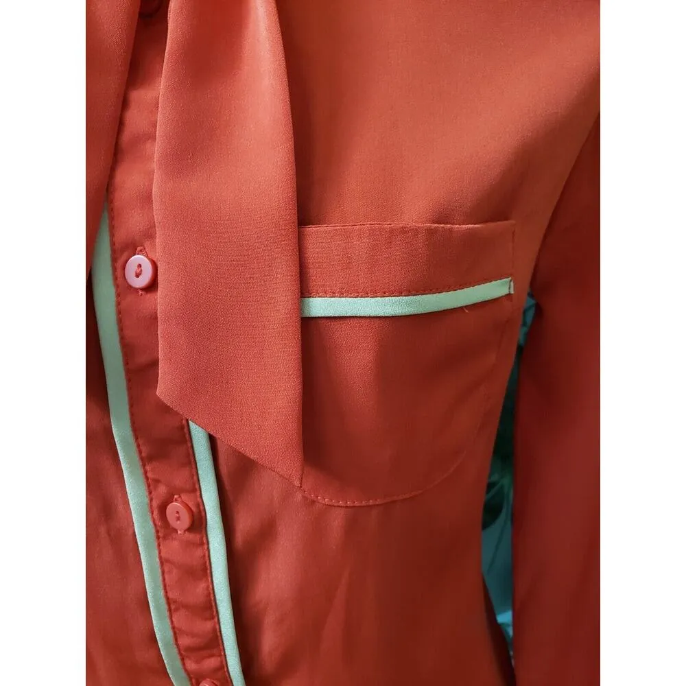 Cooperative  Solid 100% Polyester Collared Long Sleeve Button Down Shirt XS - Image 5