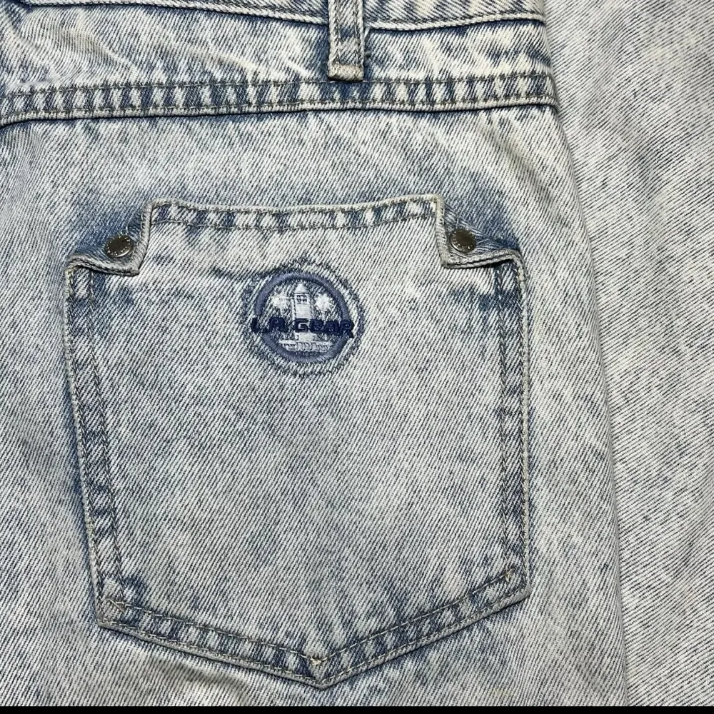 LA Gear Y2K Acid Wash High Waisted Mom Jeans Tapered Leg Sz 7 Vintage Blue - Image 3