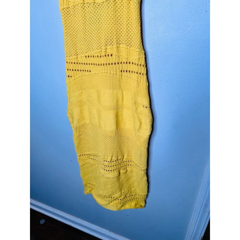 ESTEBAN CORTAZAR x RTR Yellow Knit Sweater Sleeveless Crochet Midi Dress Size XS - Image 5