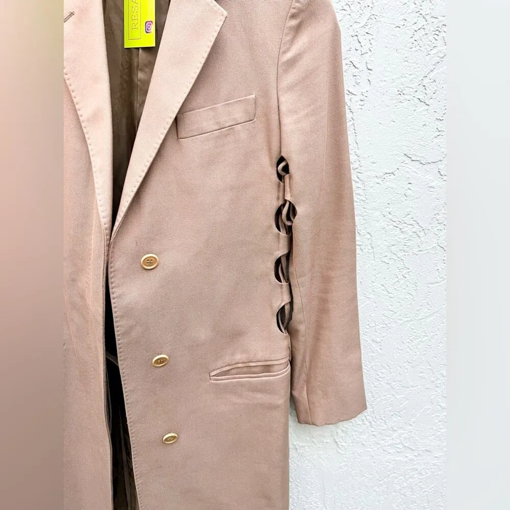 Helmut Lang Long Sleeve Side Cut Out Button Front Long Coat Brown Women's US 6 - Image 8