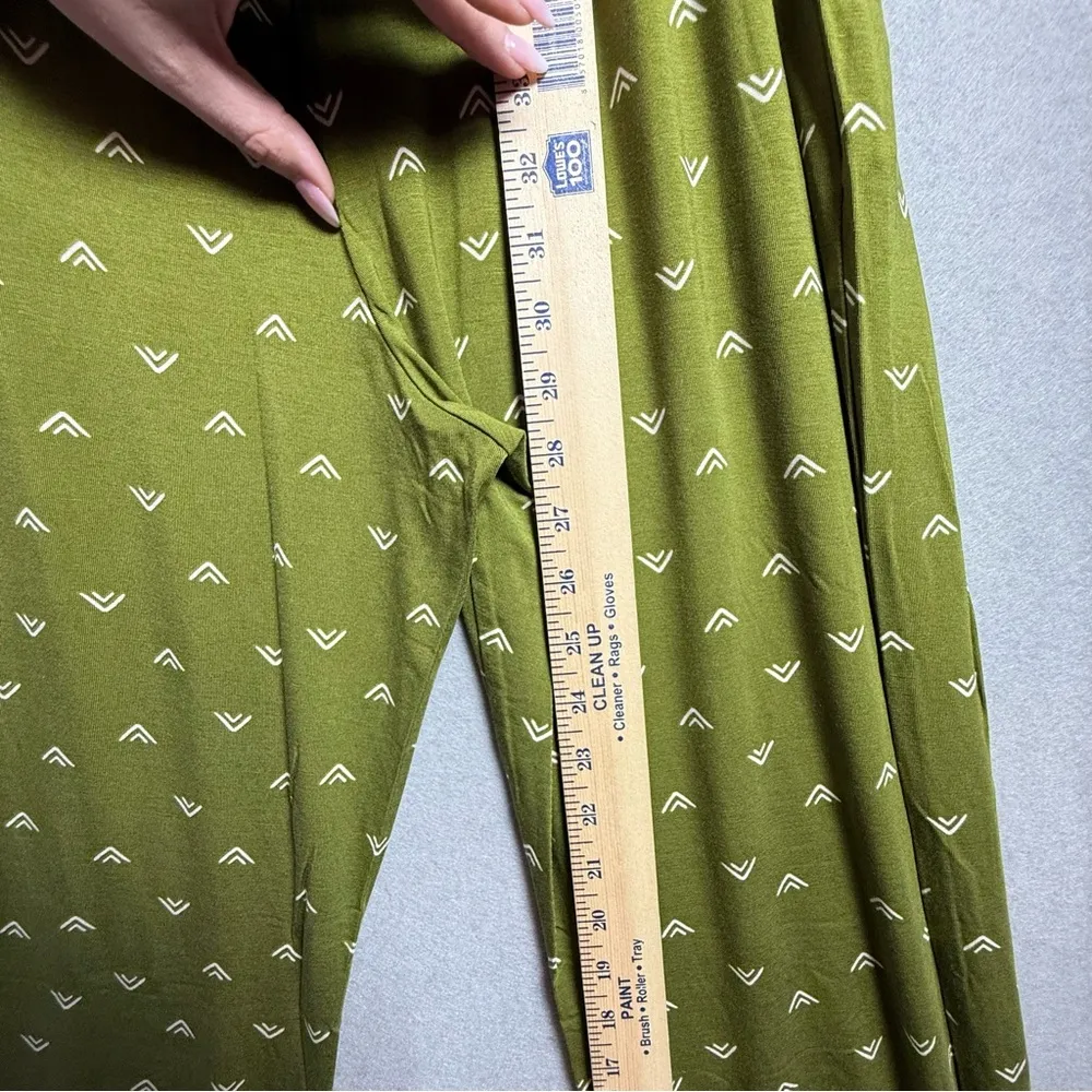 Market & Spruce Womens Olive Green Jumpsuit Wide Leg Waist Tie Geometric Print S - Image 7