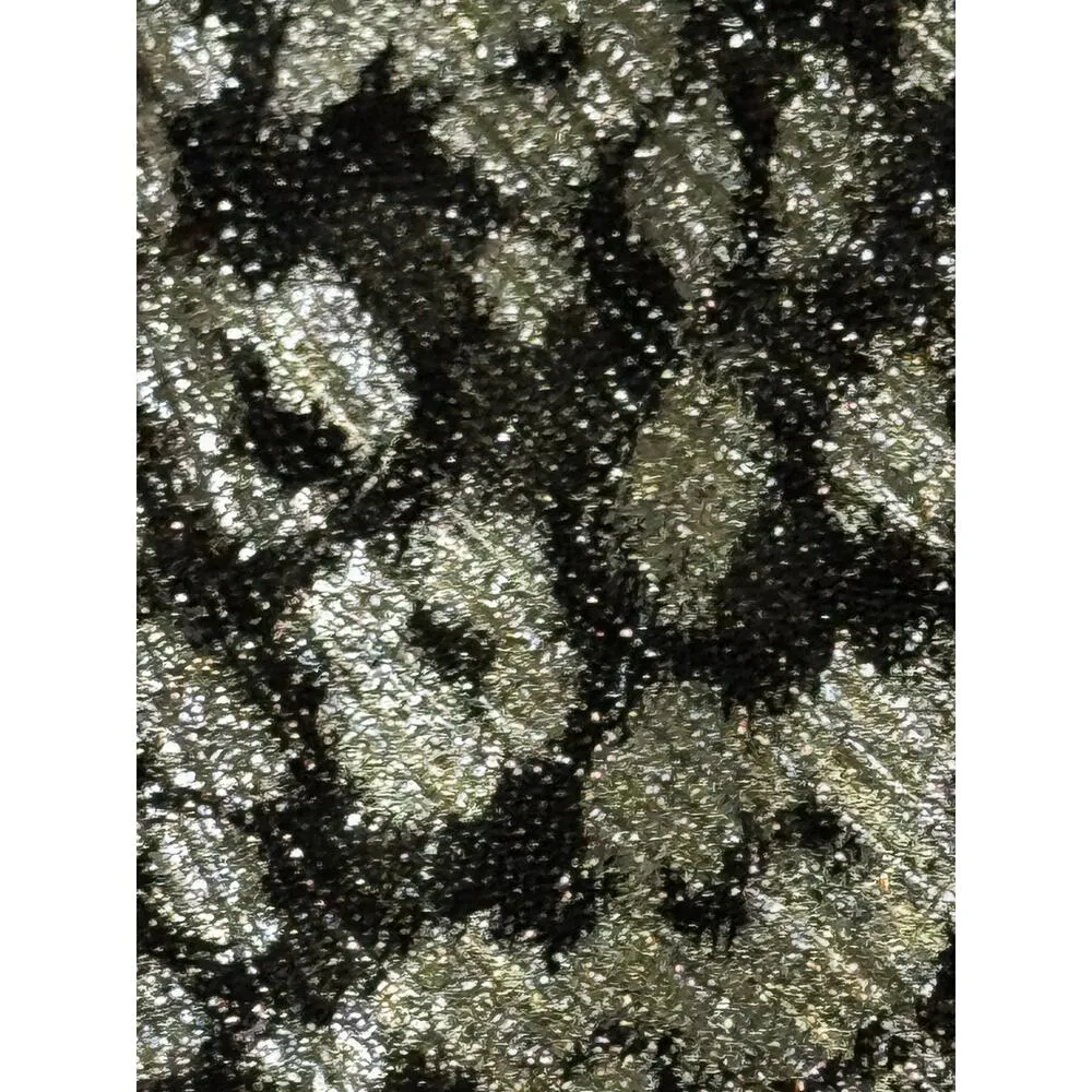 PATBO Gold Metallic lurex mesh fabric Leopard Drape Mini Dress sz 4 Black - Image 9