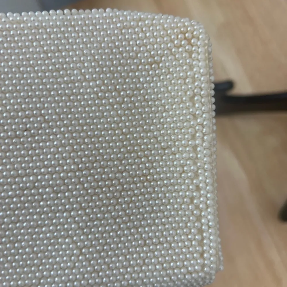 Vintage 60s Faux Pearl Clutch
Silver Beaded Bridal Purse - Image 5