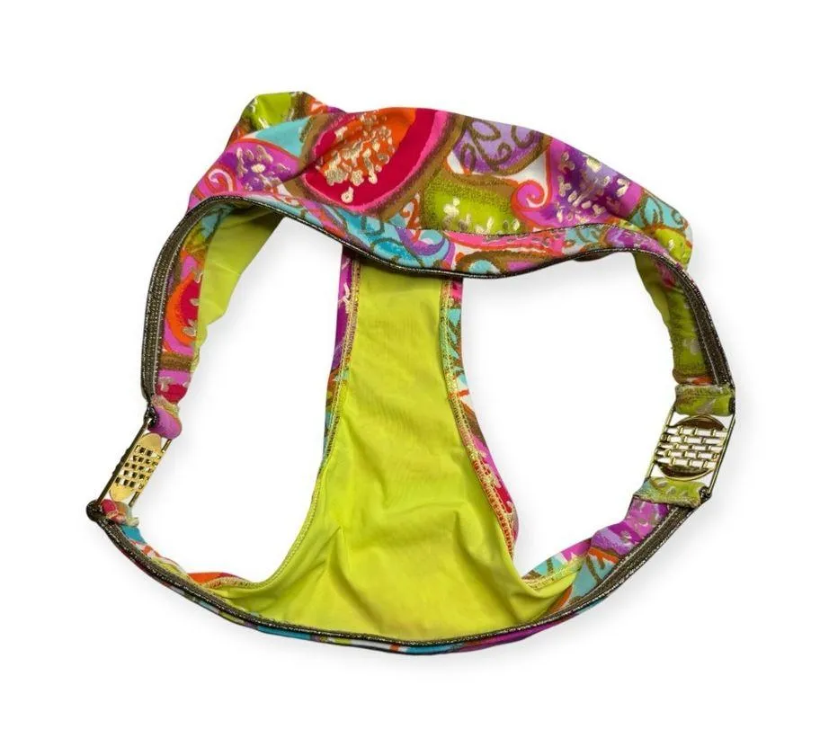 Trina Turk 𖣴 Izu Island Paisley Metallic Gold Hardware Buckle Bikini Bottom 𖣴 10 - Image 5