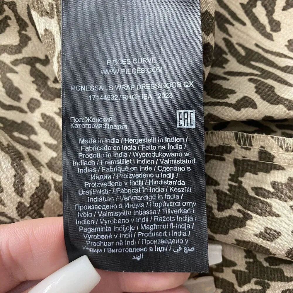 Pieces Tall Wrap Mini Dress in Leopard Print, 16, 130545719 Brown - Image 8