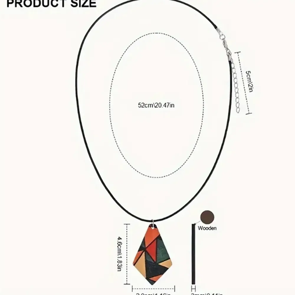 Boho Geometric Necklace & Earrings Set NWT Red - Image 2