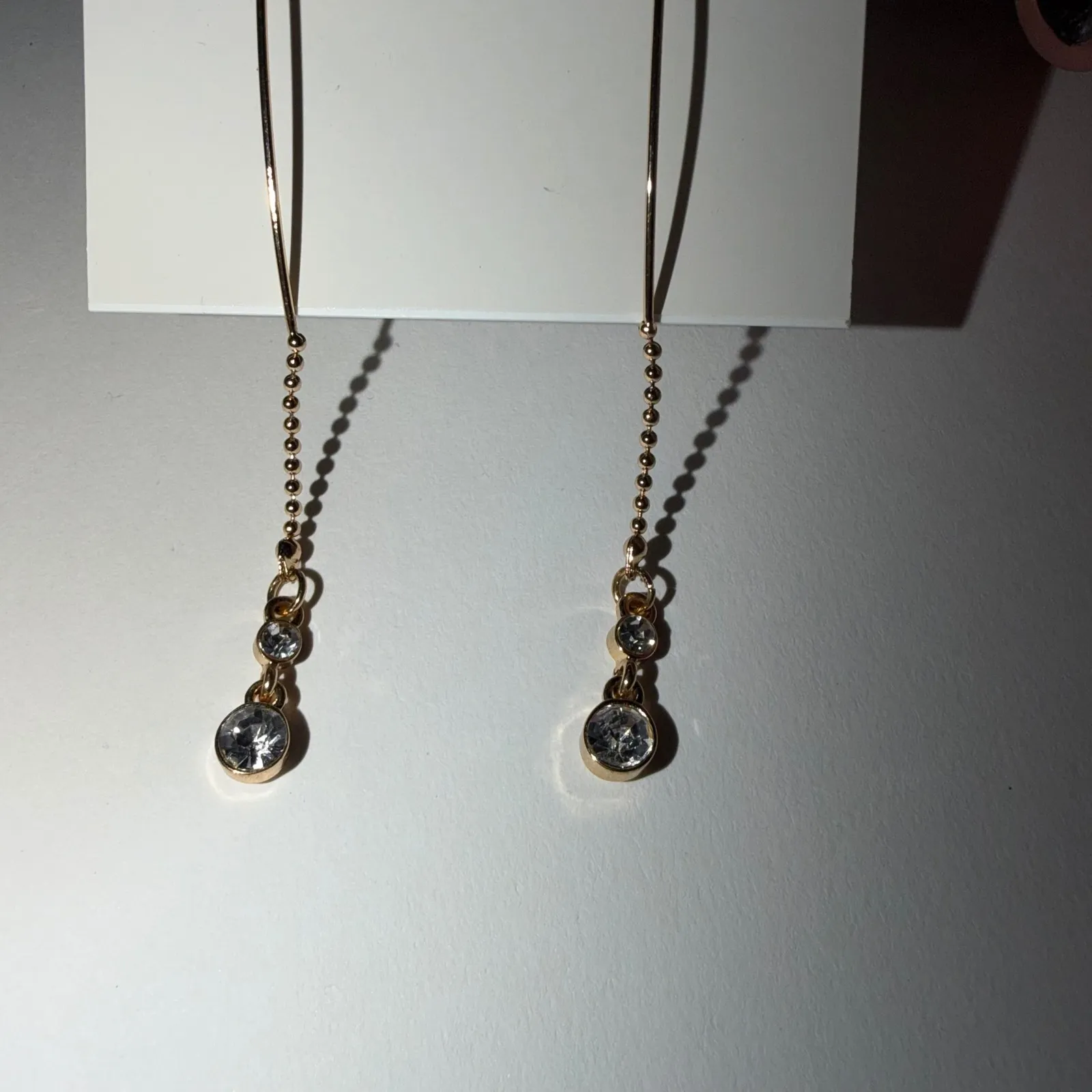 Laundry by Shelli Segal Gold Tone Crystal Drop Threader Earrings - Image 3