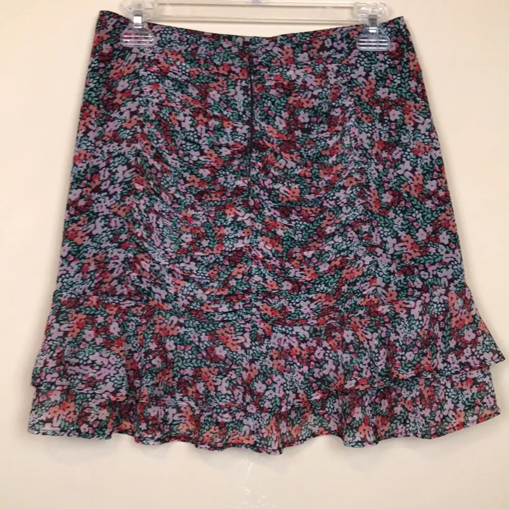 BP Women’s Floral Print Multi-Colored Ruched Ruffle Hem Skirt - Image 4