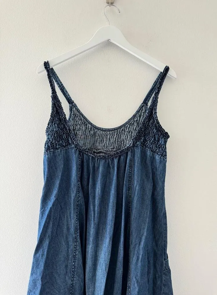 FREE PEOPLE Clear Skies Denim Maxi Dress S - Image 9