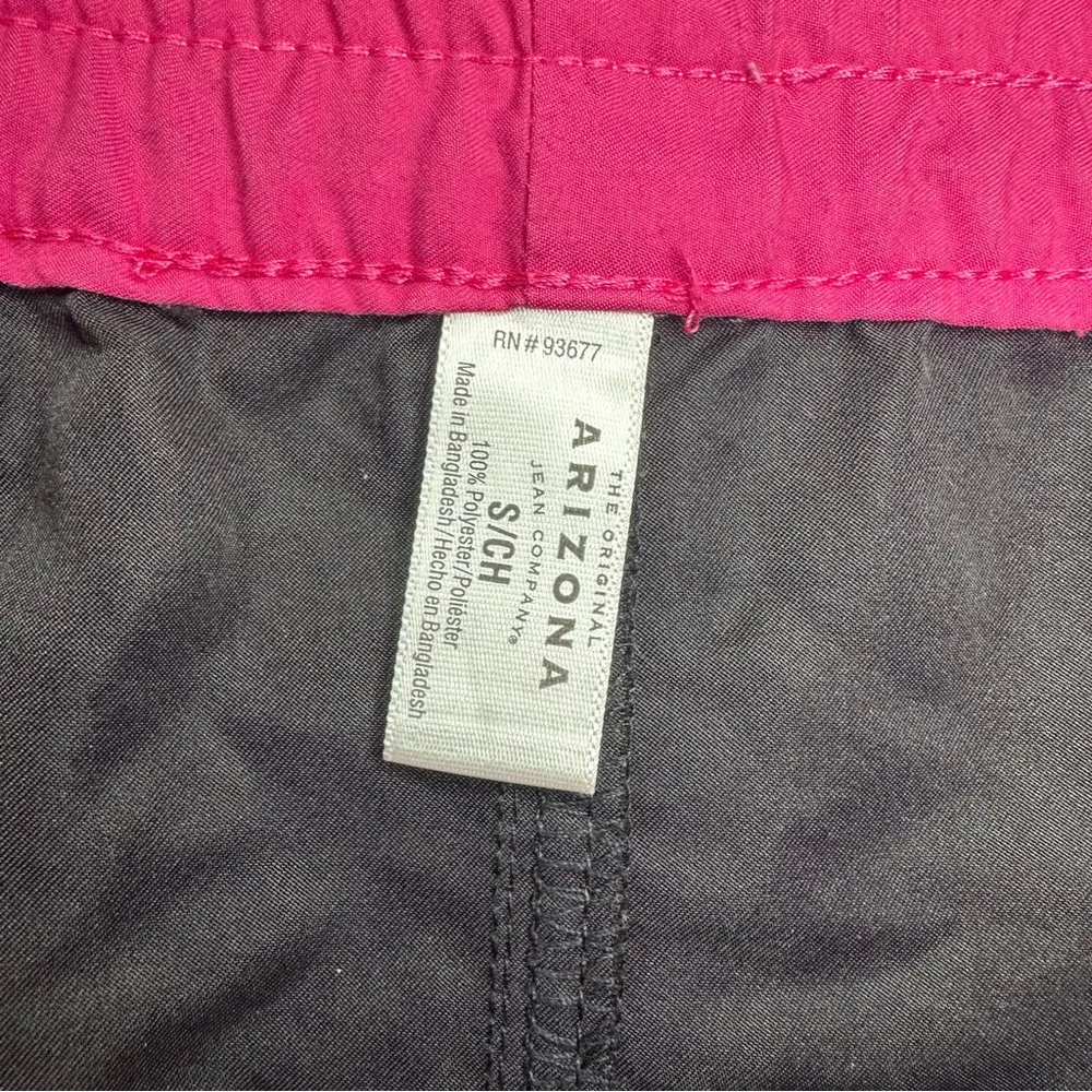 Arizona Y2K Micro Mini Swim Shorts. Size: Small. Black, pink, and white. - Image 4