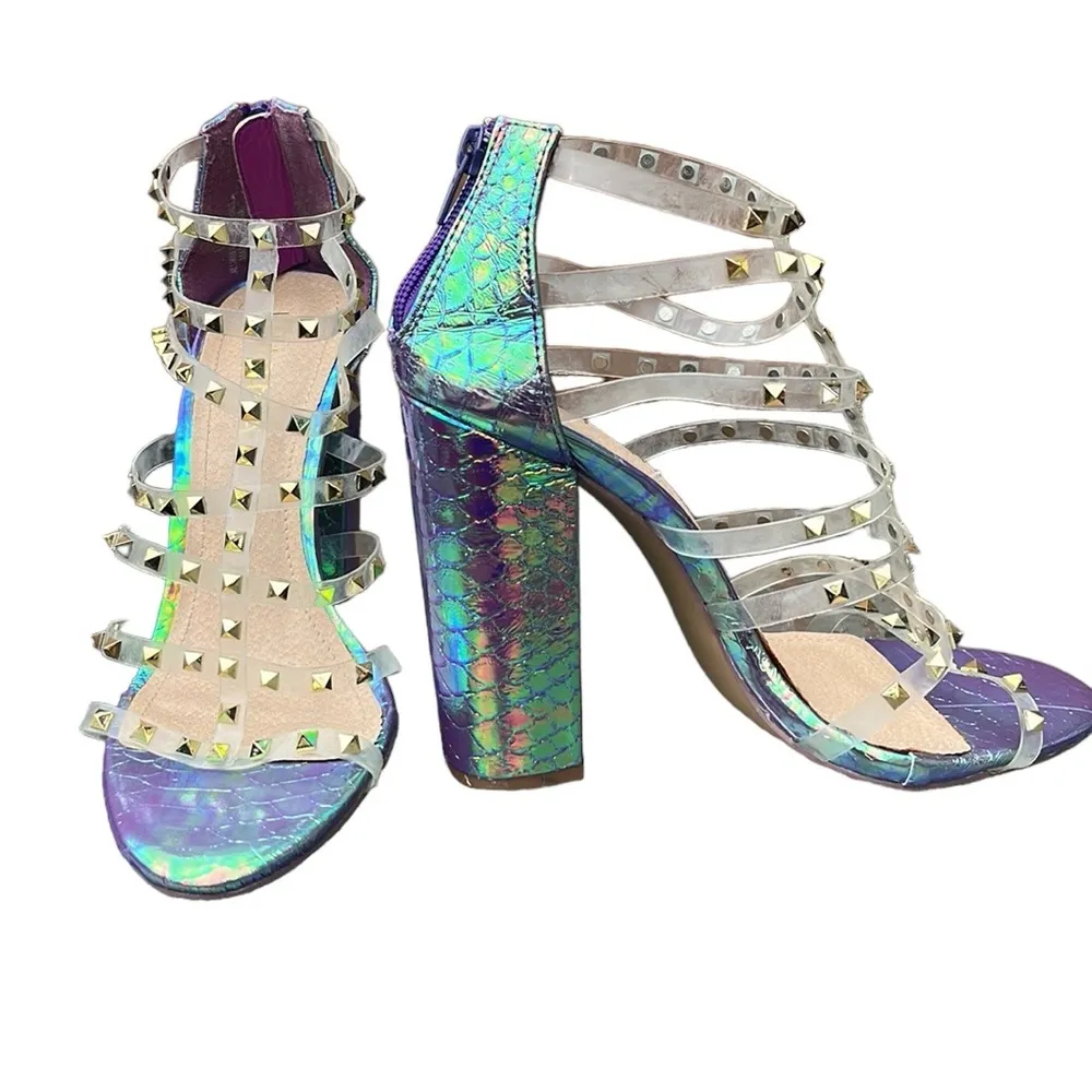 Liliana holographic clear strappy heels - Image 9