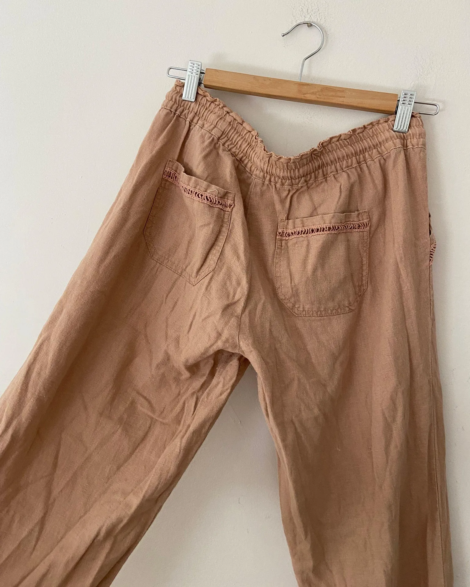 Linen Wide Leg Beach Surfer Pants Brown - Image 5