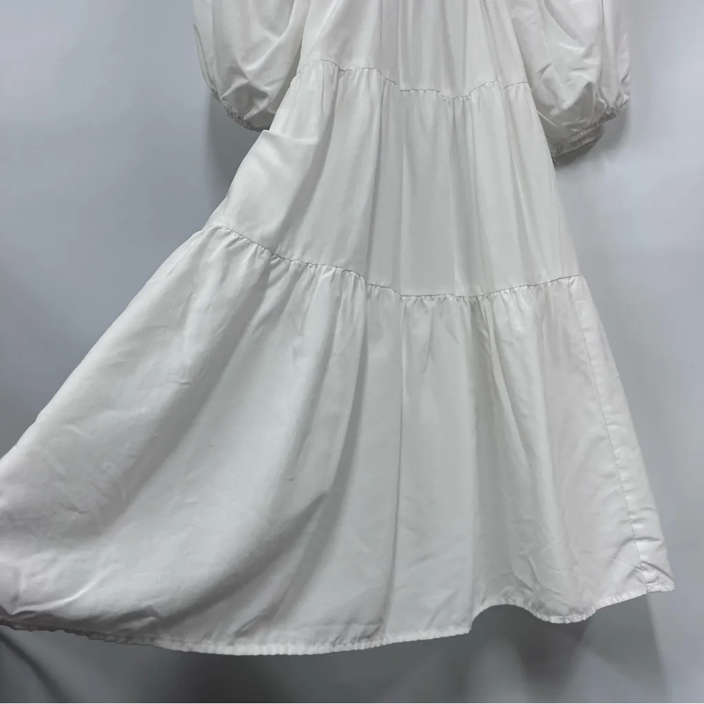 Elegant White Puff Sleeve s Dress tiered square neckline babydoll mini Size undefined - Image 6