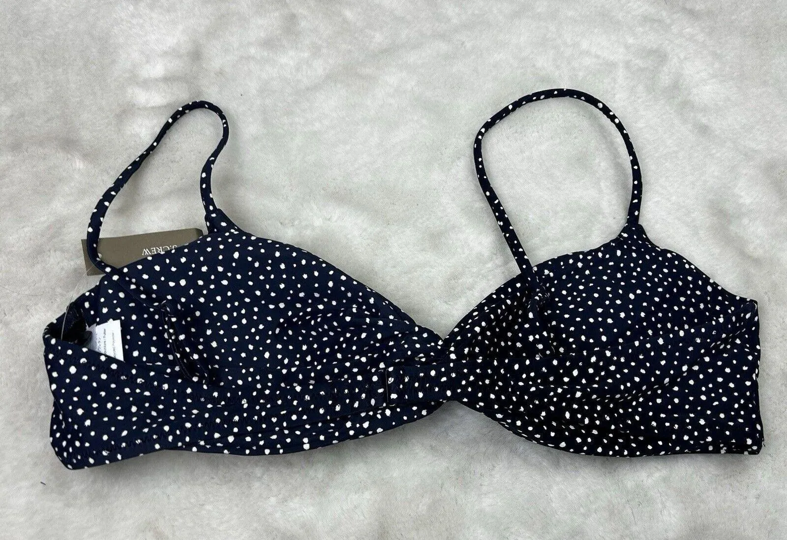 J.CREW Women's Twist Front Bikini Top Navy White Polka Dot - Image 4