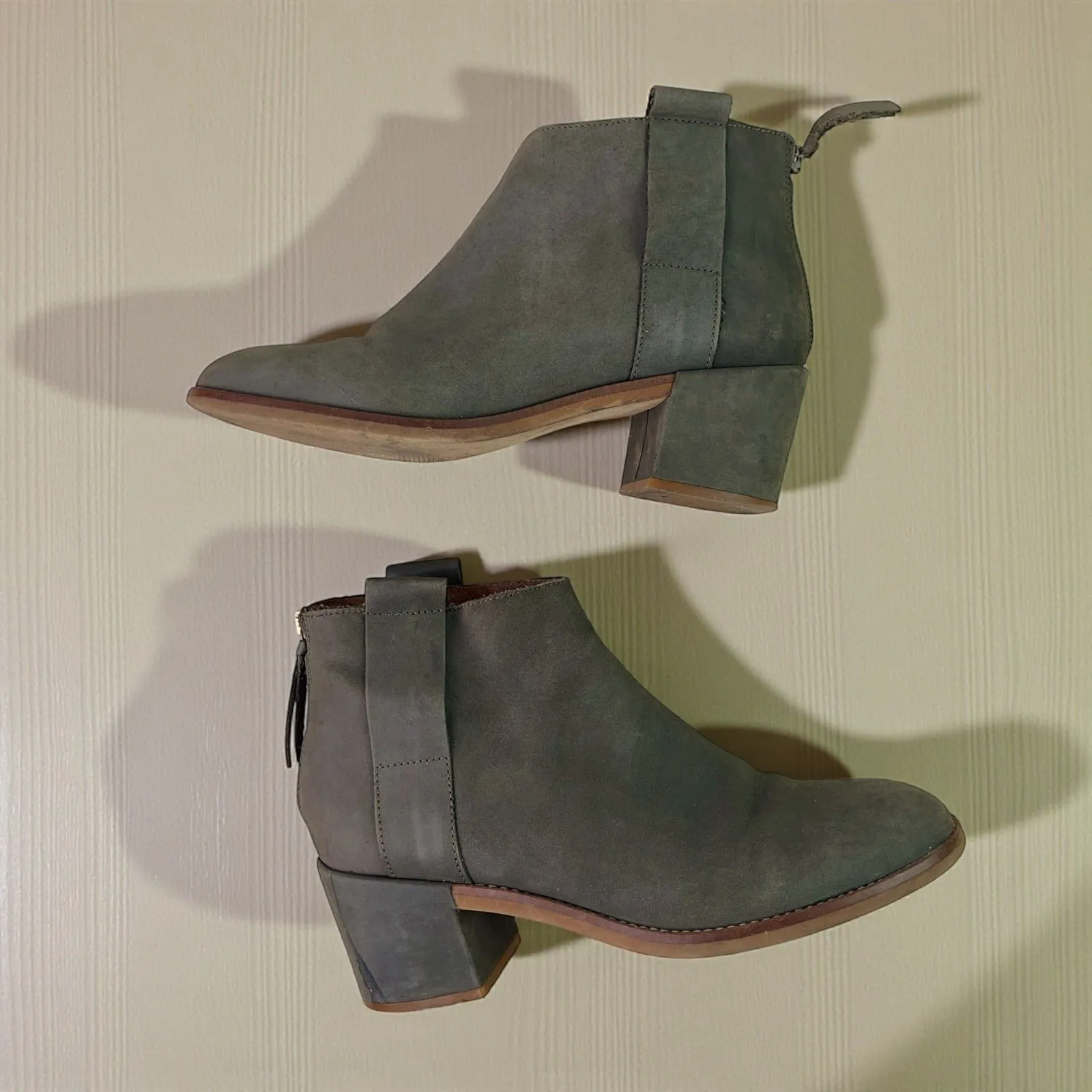 Topshop Suede Ankle Booties – Olive Gray - Image 5