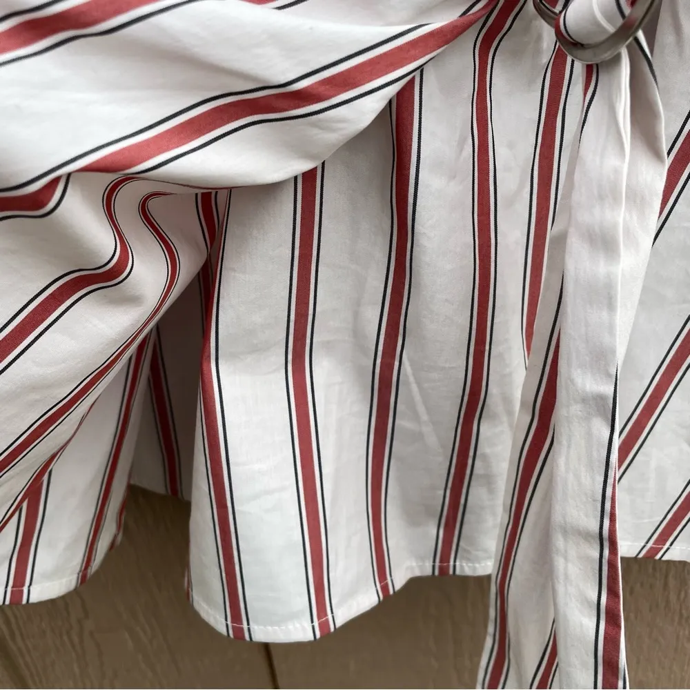 Lane Bryant Womens Shirt Blouse Stripe Faux Wrap Long Sleeve Red Plus Size 26 - Image 11