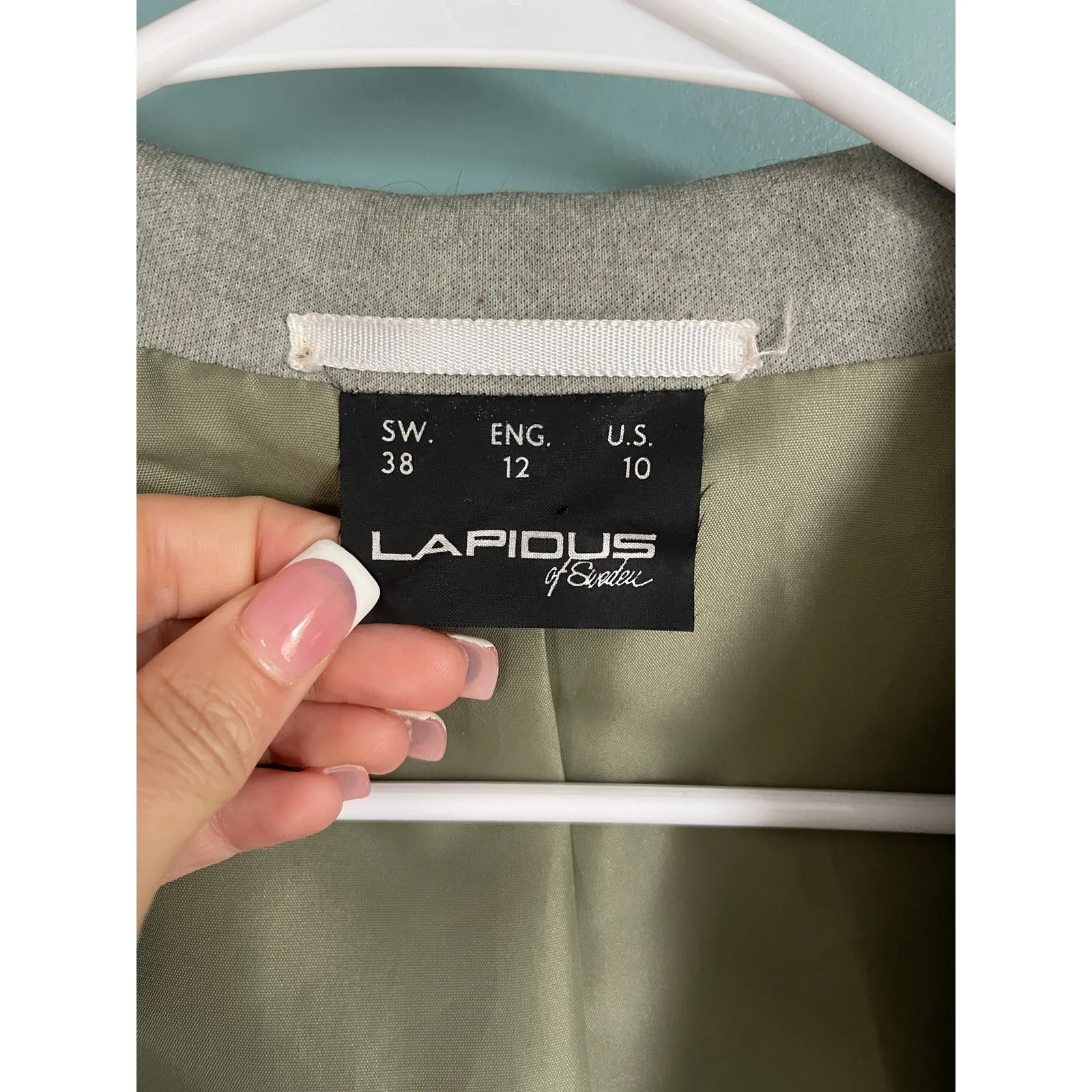 Ted Lapidus of Sweden Vintage Wool Blend Women's Sge Green Blazer Size 10 - Image 4