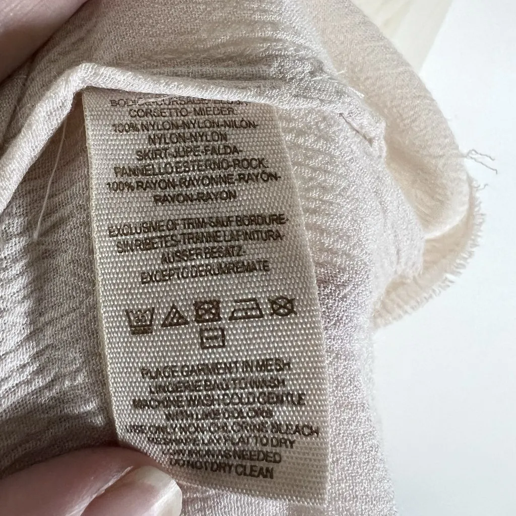 Free‎ People Top Womens Cream Sheer Beaded Mesh Boho Lace Top Size M NWT Boho - Image 8